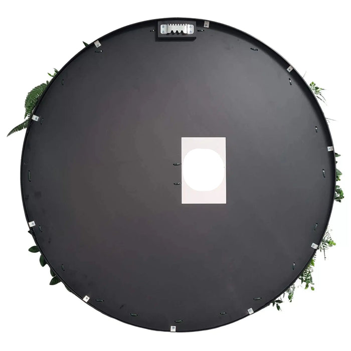 Slimline Artificial Green Wall Disc Art Country Fern UV Resistant Black Frame 100cm