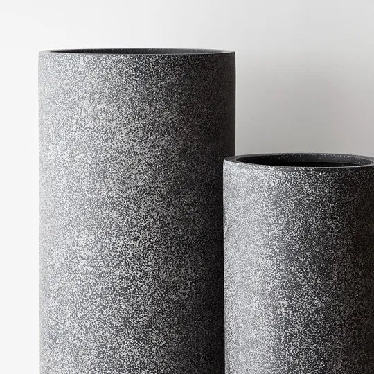 Cenzo Cylinder Tall Black Pot 80cm Set of 2