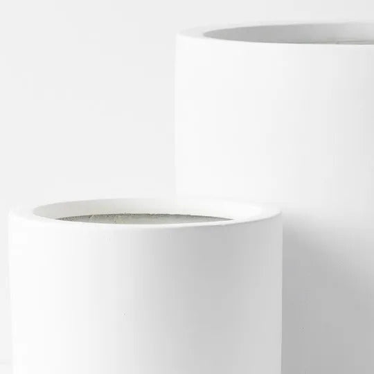 Cylinder Pure White Pot Pack of Three -32cm