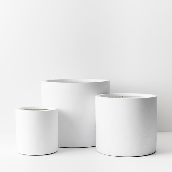 Cylinder Pure White Pot Pack of Three -32cm