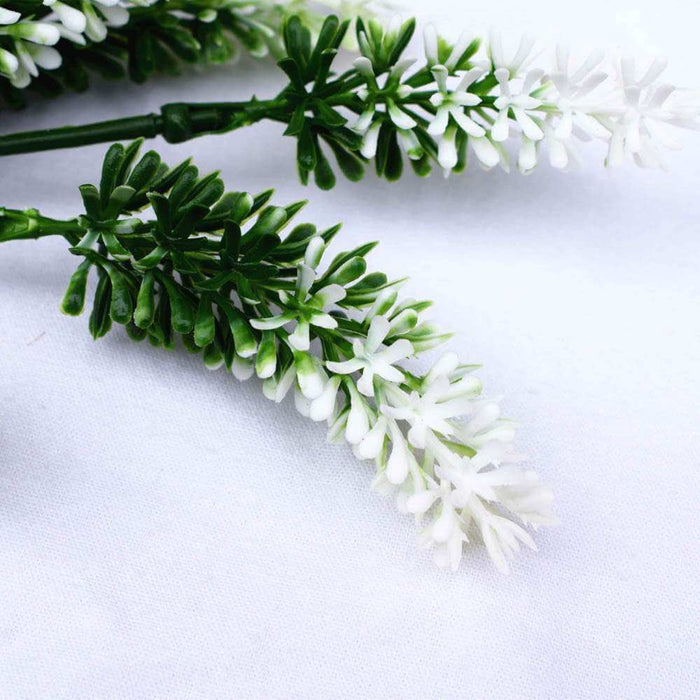 Small White Artificial Lavender Stem UV Resistant 26cm