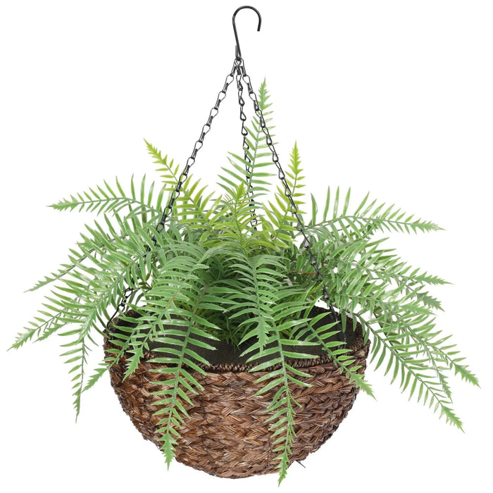 Large Artificial Fern Hanging Basket UV Resistant 48cm