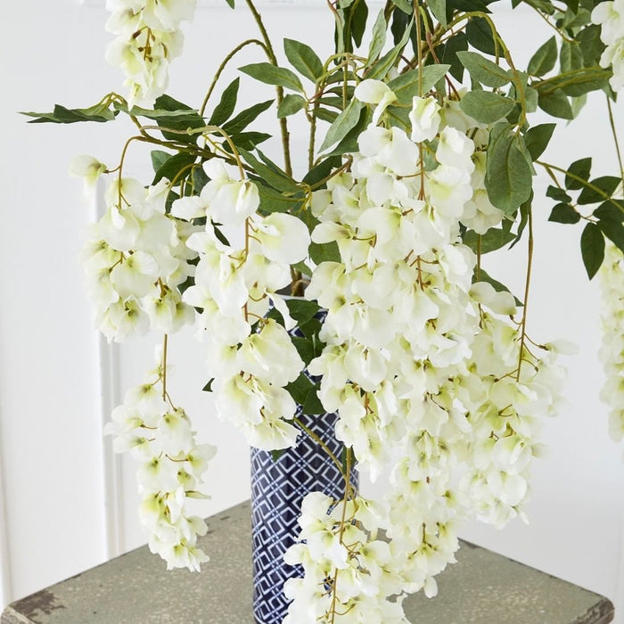 Hanging Wisteria Branch White 136cm Set of 2