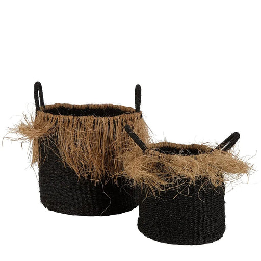 Havana Seagrass Jute Basket Black