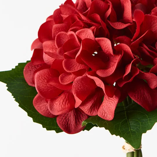 Hydrangea Bouquet 25cm Red Pack of 6