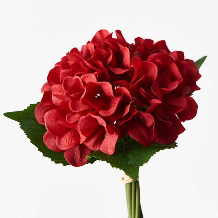 Hydrangea Bouquet 25cm Red Pack of 6