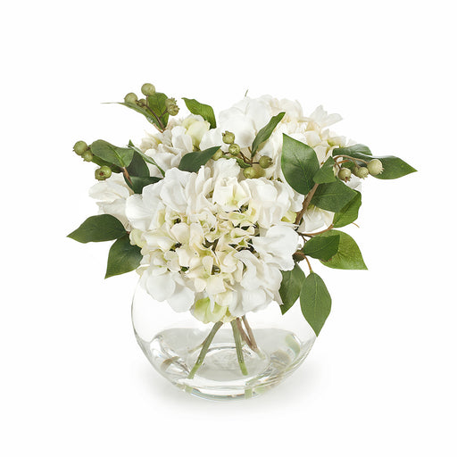 Hydrangea Mix in Vase - Cream Green - 26cm