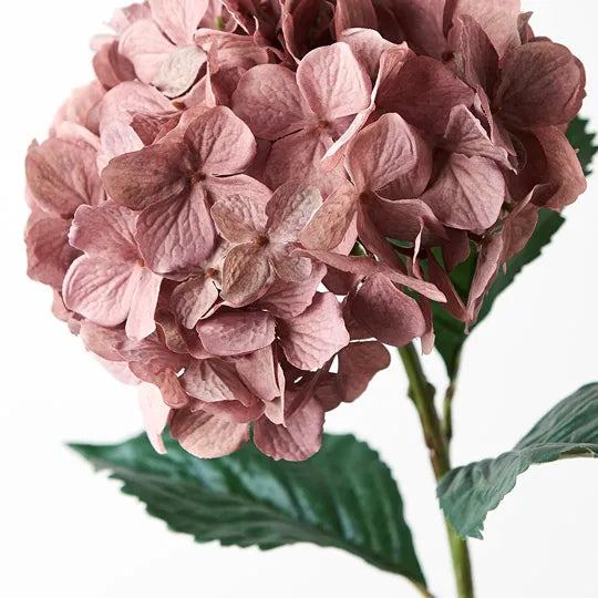 Hydrangea Stem With Leaves 64cm Dusty Mauve Pink Pack of 12