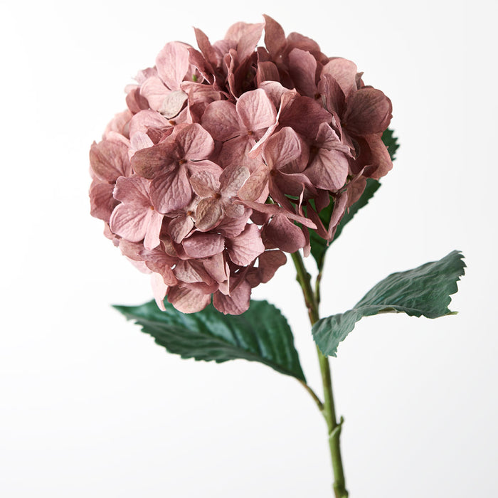 Hydrangea Stem With Leaves 64cm Dusty Mauve Pink Pack of 12