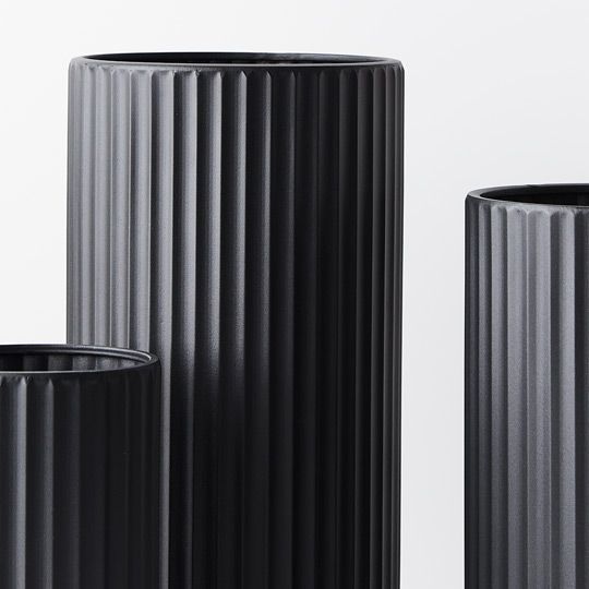 Metal Vase Kino (set/3) Black 26/34/42cmh x 15/18/21cmd Pack of 2