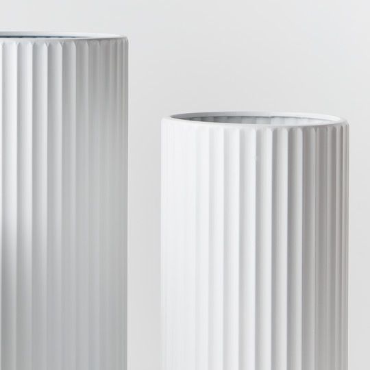 Metal Vase Kino White 42cm - 2 sets of 3 (6 Items)