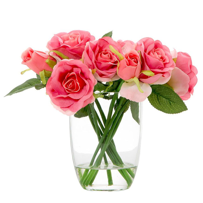 Rose Bouquet Pink In Water 25cm Set of 2