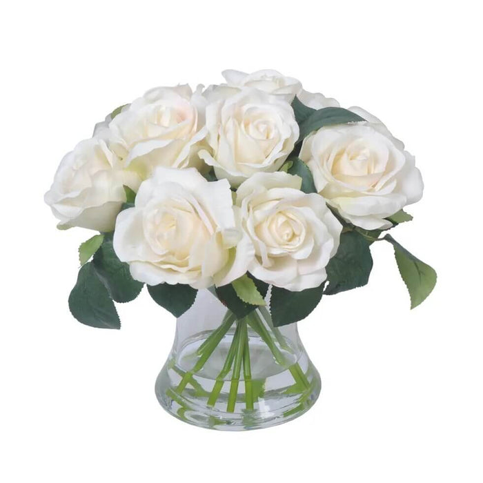 Rose White in Glass Vase