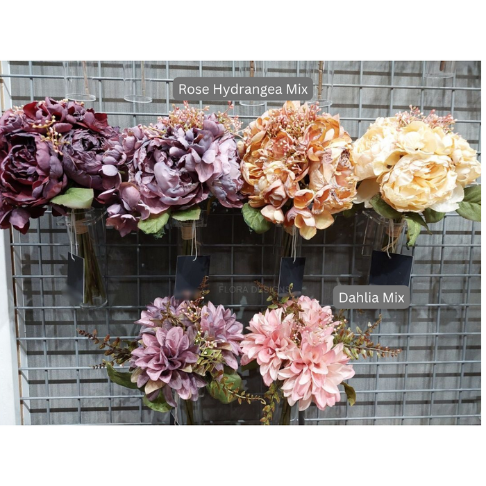 Rose Hydrangea Mix Bouquet 38cm Purple Pack of 6