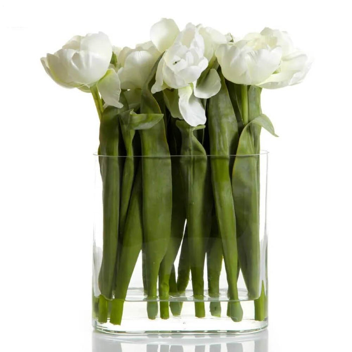 Tulip In Water In Vase White 30cm