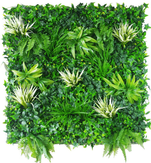 White Grassy Greenery Vertical Garden / Green Wall UV Resistant 100cm x 100cm