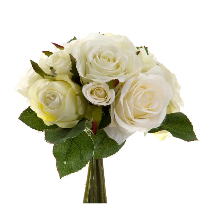 Rose Mix Bouquet 23cm Cream & White Pack of 6