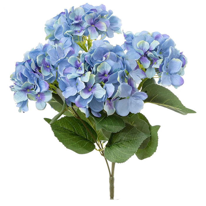 Hydrangea Bundle With Leaves Blue 55cm Pack of 12