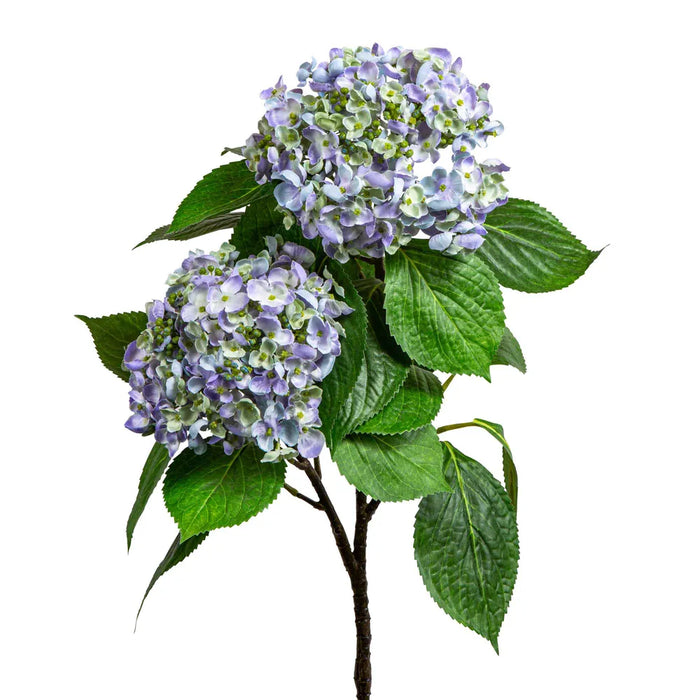 Hydrangea With Leaves Blue 90cm Pack of 6