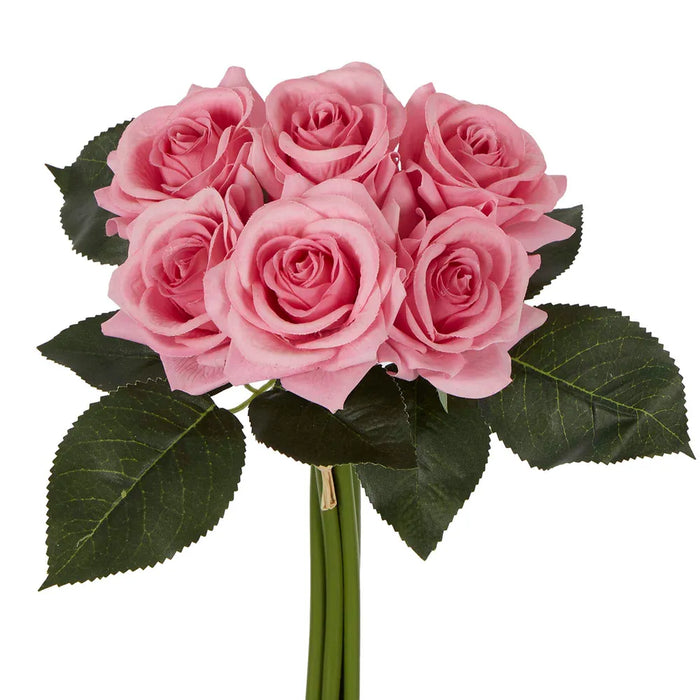 Romance Real Touch Rose Bouquet Mid Pink 30cm Pack of 12