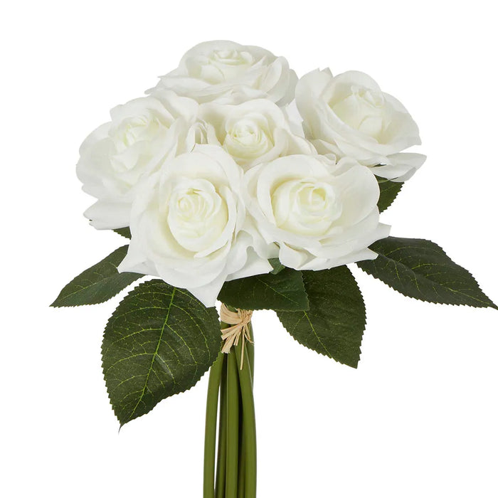 Romance Real Touch Rose Bouquet White 30cm Pack of 12