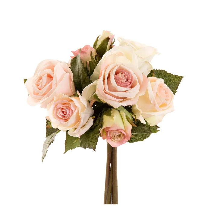 Rose Bouquet Pink & Cream 23cm Pack of 6
