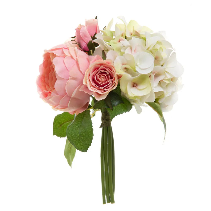 Rose Hydrangea Bouquet Pink & Green 30cm Pack of 6