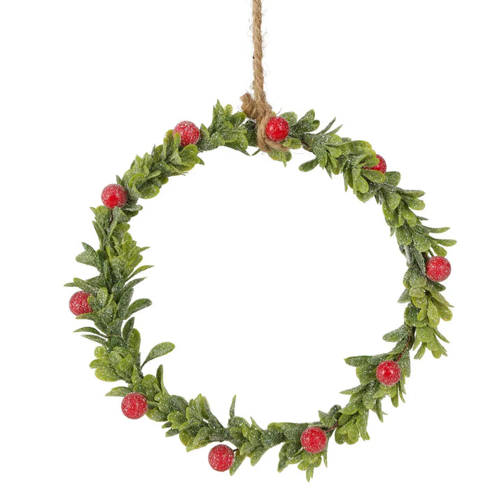 Sugar Mini Berry Hanging Wreath Green 18cm Pack of 12
