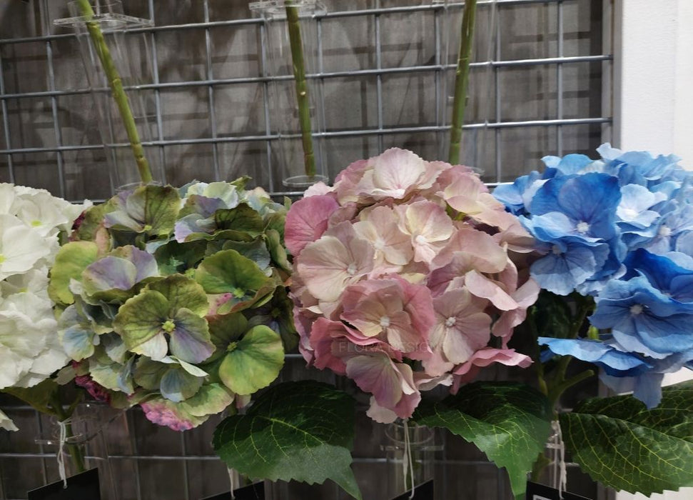 Hydrangea Stem With Leaves 52cm Blue Pack of 12